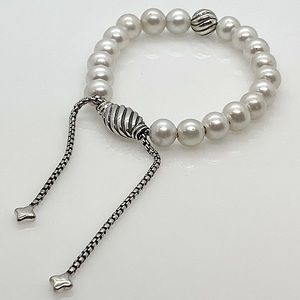 DAVID YURMAN 8mm Pearl Spiritual Bead Bracelet With Silver/Wave~Bead